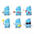 Blue chalk cartoon character with various types of business emoticons