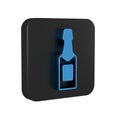 Blue Champagne bottle icon isolated on transparent background. Black square button. Royalty Free Stock Photo