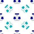 Blue Chandelier icon isolated seamless pattern on white background. Vector Royalty Free Stock Photo