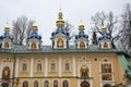 Blue chapels of the church of the Pskov-Caves Monastery Royalty Free Stock Photo