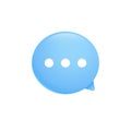 Blue chat bubble in skeuomorphic style. Vector illustration. Royalty Free Stock Photo