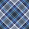 Blue check fabric texture diagonal seamless pattern