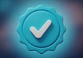 Blue check mark badge of approval symbol with soft gradient background for trust and verification Royalty Free Stock Photo