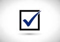 Blue check mark in a black square isolated on white background Royalty Free Stock Photo