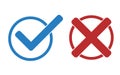 blue check mark and red cross choise icons