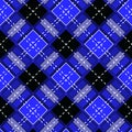 Blue check plaid tartan seamless pattern. Blue and black tartan plaid. Trendy Scottish cage textile pattern. eps10