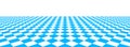 Blue checkerboard floor fading in perspective. Pool checkered tile pattern background. Retro horizontal chess board grid Royalty Free Stock Photo