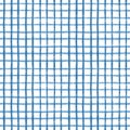 Blue checks, hand drawn seamless pattern