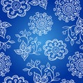 Blue cheerful pattern with flowers