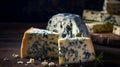 Blue cheese on board Royalty Free Stock Photo