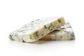 Blue cheese slices isolated on white Royalty Free Stock Photo