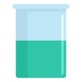 Blue chemical pot icon, flat style