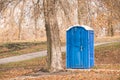 Blue Chemical Toilet in the Park