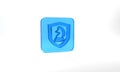 Blue Chess icon isolated on grey background. Business strategy. Game, management, finance. Glass square button. 3d