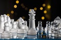 Blue Chessboard In The Dark With Bokeh Royalty Free Stock Photo