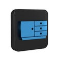 Blue Chest of drawers icon isolated on transparent background. Black square button.