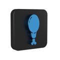 Blue Chicken leg icon isolated on transparent background. Chicken drumstick. Black square button.