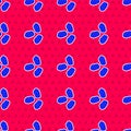 Blue Chicken nuggets icon isolated seamless pattern on red background. Vector Illustration Royalty Free Stock Photo