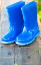 Blue child's wellington boots