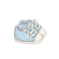 Blue child shoes for boy, watercolor style illustration, hand drawn clipart