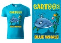Blue Child T-shirt Design with Cartoon Whale