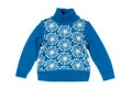 Blue Children`s knitted sweater. Isolate on white Royalty Free Stock Photo
