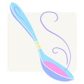 Blue children simple colorful spoon with violet curls