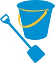 Blue childrens bucket with shovel