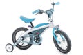 Blue childrens tricycle on a white background