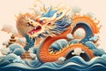 Blue Chinese Dragon symbol of 2024. Chinese New Year