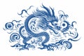 Blue Chinese Dragon symbol of 2024. Chinese New Year