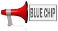Blue chip word with red megaphone