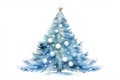 blue chistmas tree on white, AI generated