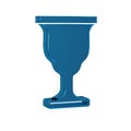 Blue Christian chalice icon isolated on transparent background. Christianity icon. Happy Easter.