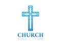 Blue Christian Church Logo with Cross