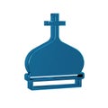 Blue Christian church tower icon isolated on transparent background. Religion of church.