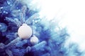 Blue christmas background with balls, copy space Royalty Free Stock Photo