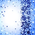 Blue Christmas background, light center, circle, white snow, snowflakes, frame, glitter, beautiful, new year, winter Royalty Free Stock Photo