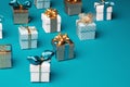 Christmas background with various gift boxes