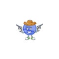 Blue christmas ball cartoon with mascot cowboy