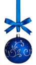 Blue christmas ball hanging Royalty Free Stock Photo