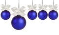 Blue christmas ball with silver ribbon Royalty Free Stock Photo