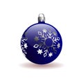 Blue Christmas Ball with silver snowflake. Royalty Free Stock Photo