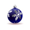 Blue Christmas Ball with silver snowflake. Royalty Free Stock Photo