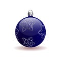 Blue Christmas Ball with silver snowflake. Royalty Free Stock Photo