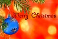 Blue Christmas Ball with Christmas Twig Royalty Free Stock Photo