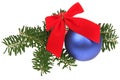 Blue Christmas balls and branch