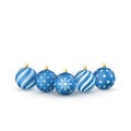 Blue Christmas balls Set. Holiday Decorative Elements. Vector illustration isolated on white background Royalty Free Stock Photo