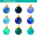 Blue christmas balls set Royalty Free Stock Photo