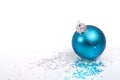 Blue Christmas bauble and silver stars Royalty Free Stock Photo
